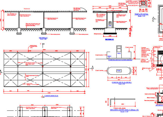 ODM Gas Station Shed Steel Frame Industrial Buildings Prefab ISO9001
