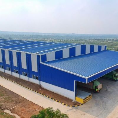 Wide Span H Beam Steel Structure Warehouse Prefab Fireproof With Sandwich Panel