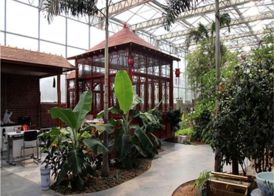 Lightweight Steel Sightseeing Venlo Glass Greenhouse Restaurant Custom Shaped