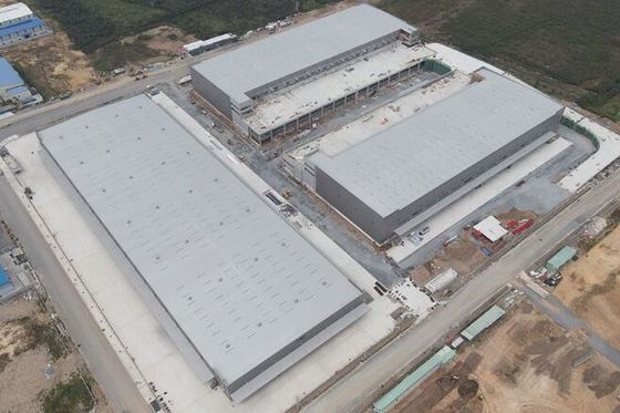 Portal Structure Steel Structure Workshop For Processing Plant With Rolled Up/Sliding Doors