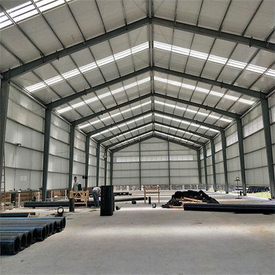 Welded H Section Steel Structure Warehouse For Slope Roof And Sandwich Panel Wall